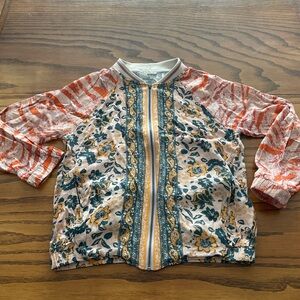 Mystree Multicolor Floral and Striped Bomber Jacket